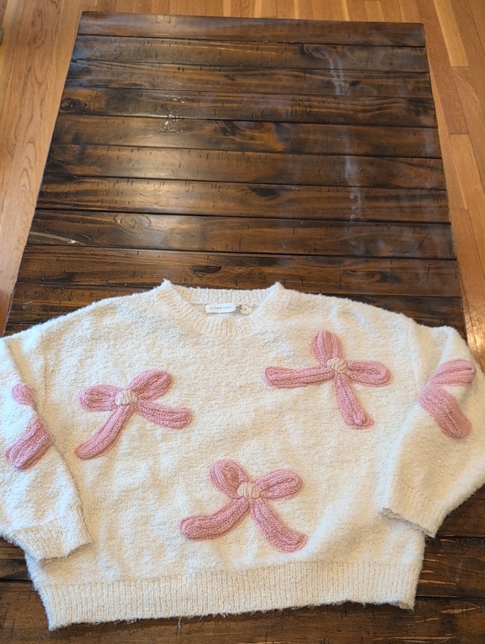 Altar'd State Fuzzy Bow 3D Sweater - Picture 2 of 6